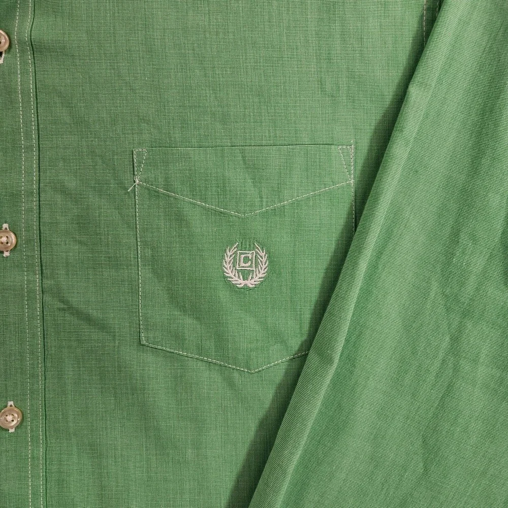 Lot of 2 - XL Men Shirt Button Up Long Sleeve  J Crew Slim Striped + Chaps Green